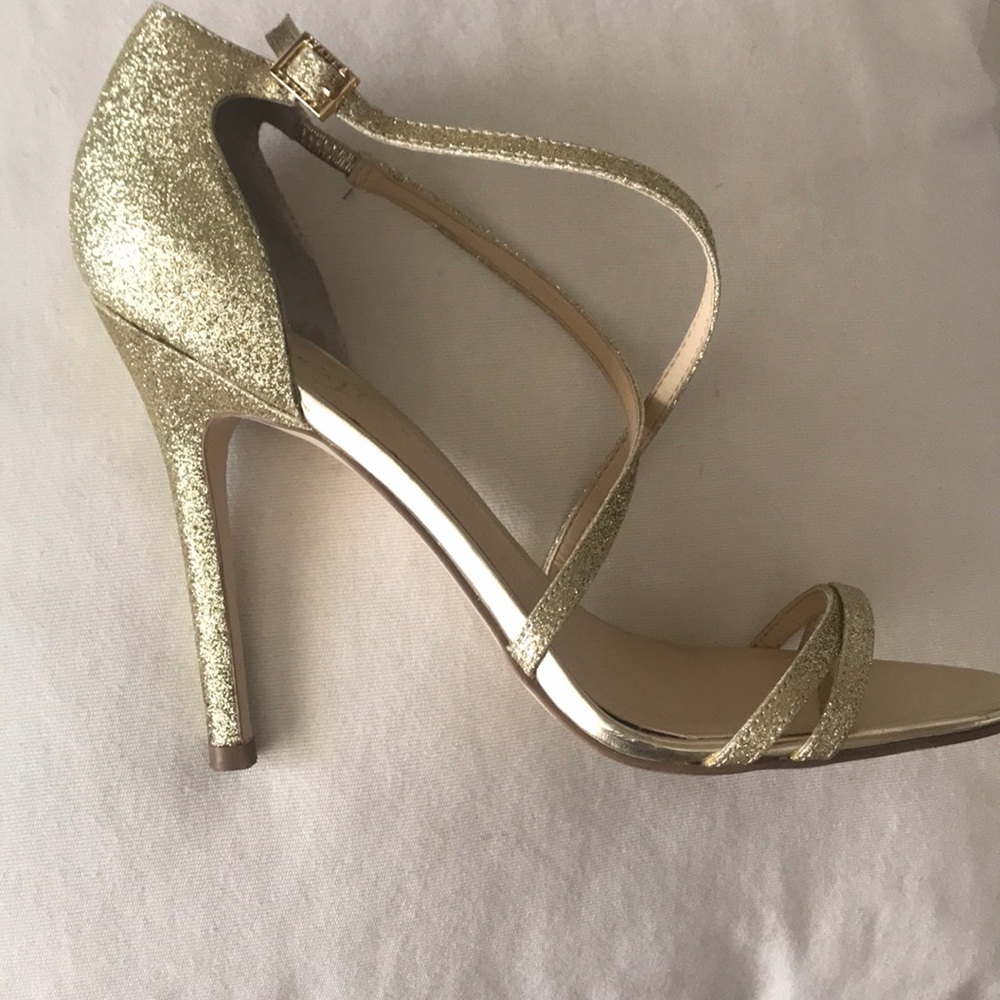 GOLD GLITTER & METALLIC STILETTO SANDALS